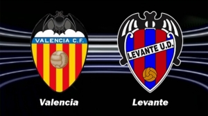 Escudos de los dos equipos de Valencia: Valencia CF y Levante UD
